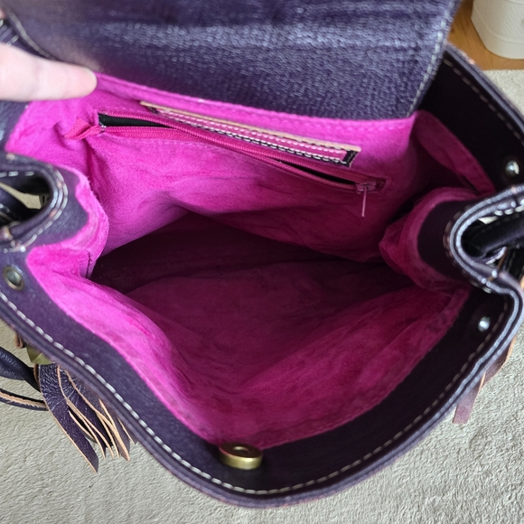 Emanuel Ungaro Paris Leather Fringe Crossbody Bag Boho Hippie Festival Purse - Picture 11 of 16